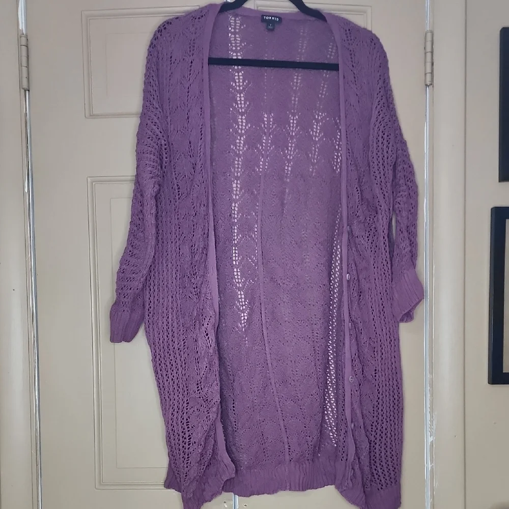 Torrid Purple Knit Cardigan Sweater